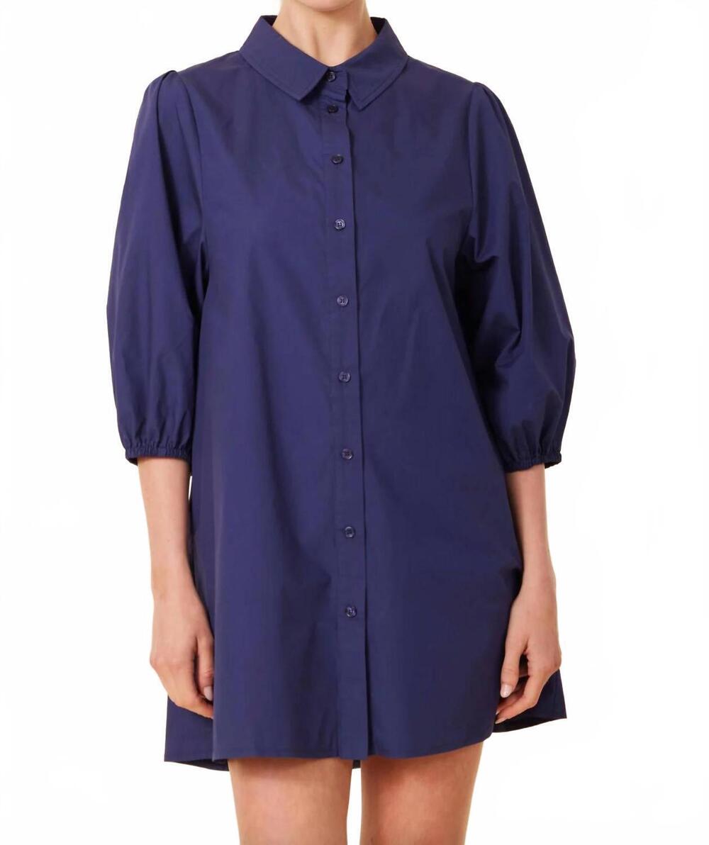NEW DOLCE CABO women's poplin exaggerated sleeve dress in navy